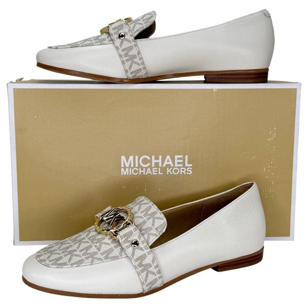 Michael Kors Women's White Logo Moccasin Loafers